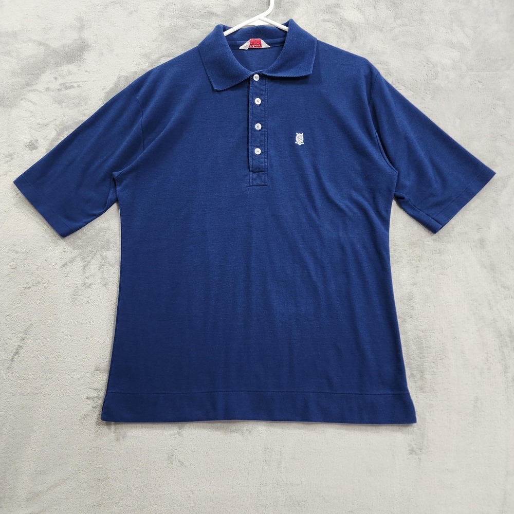 Vintage Wilson Shirt Mens XL Blue Coaches Polo Owl Logo Knit Preppy Casual 60s